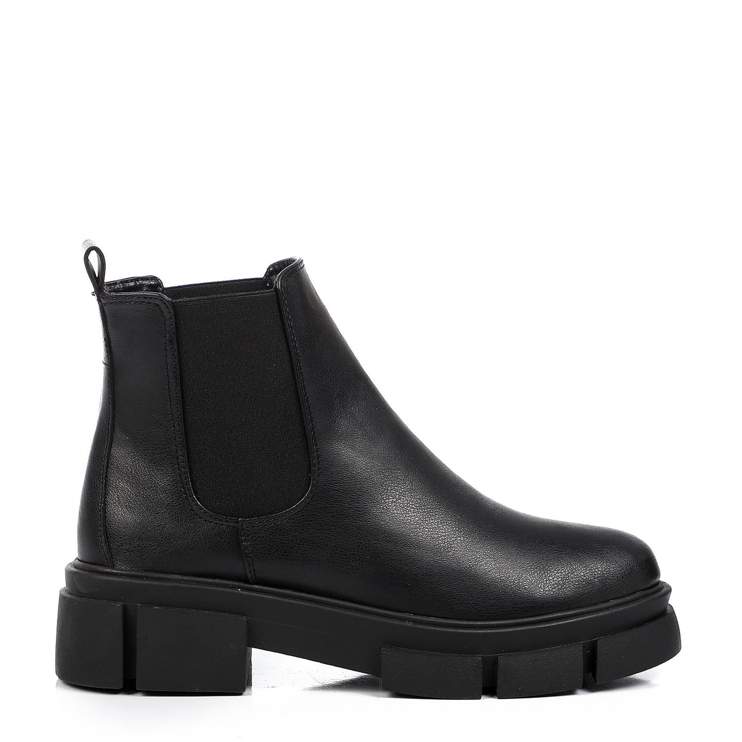 Faux Leather Ankle Boot - Black
