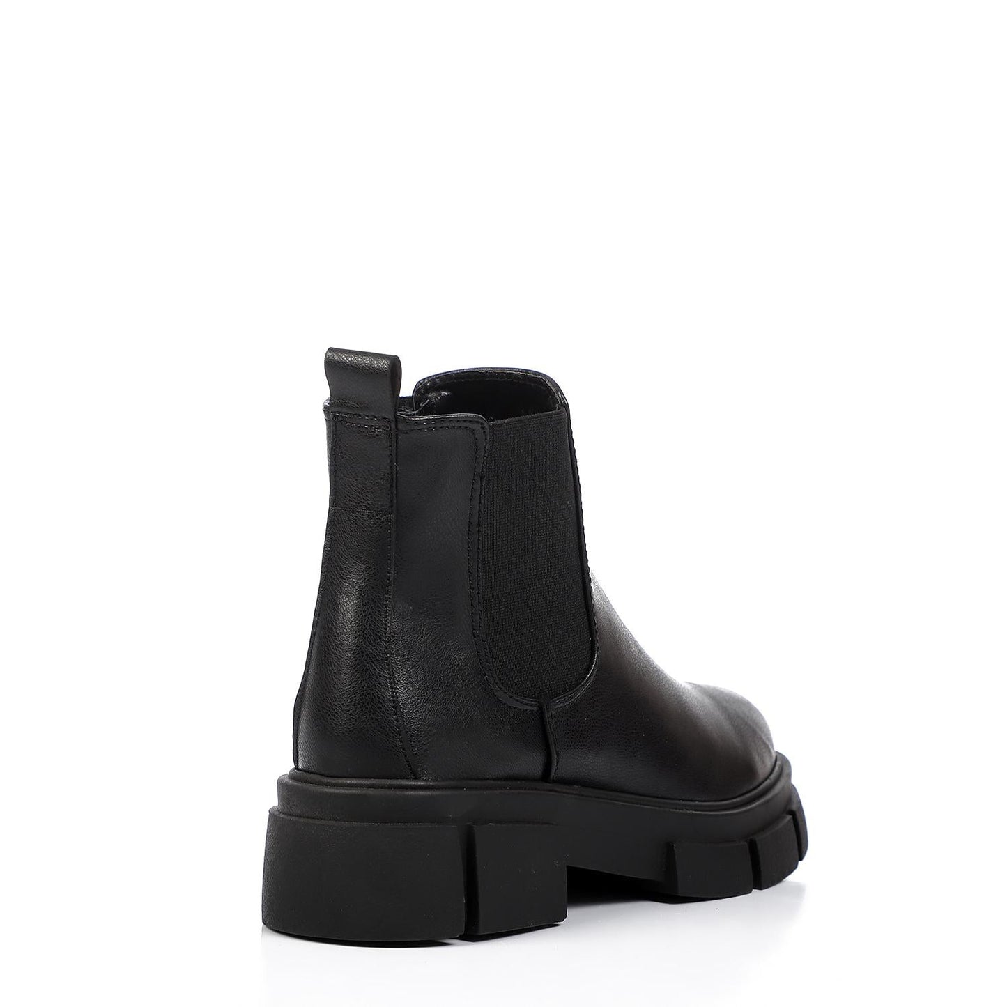 Faux Leather Ankle Boot - Black