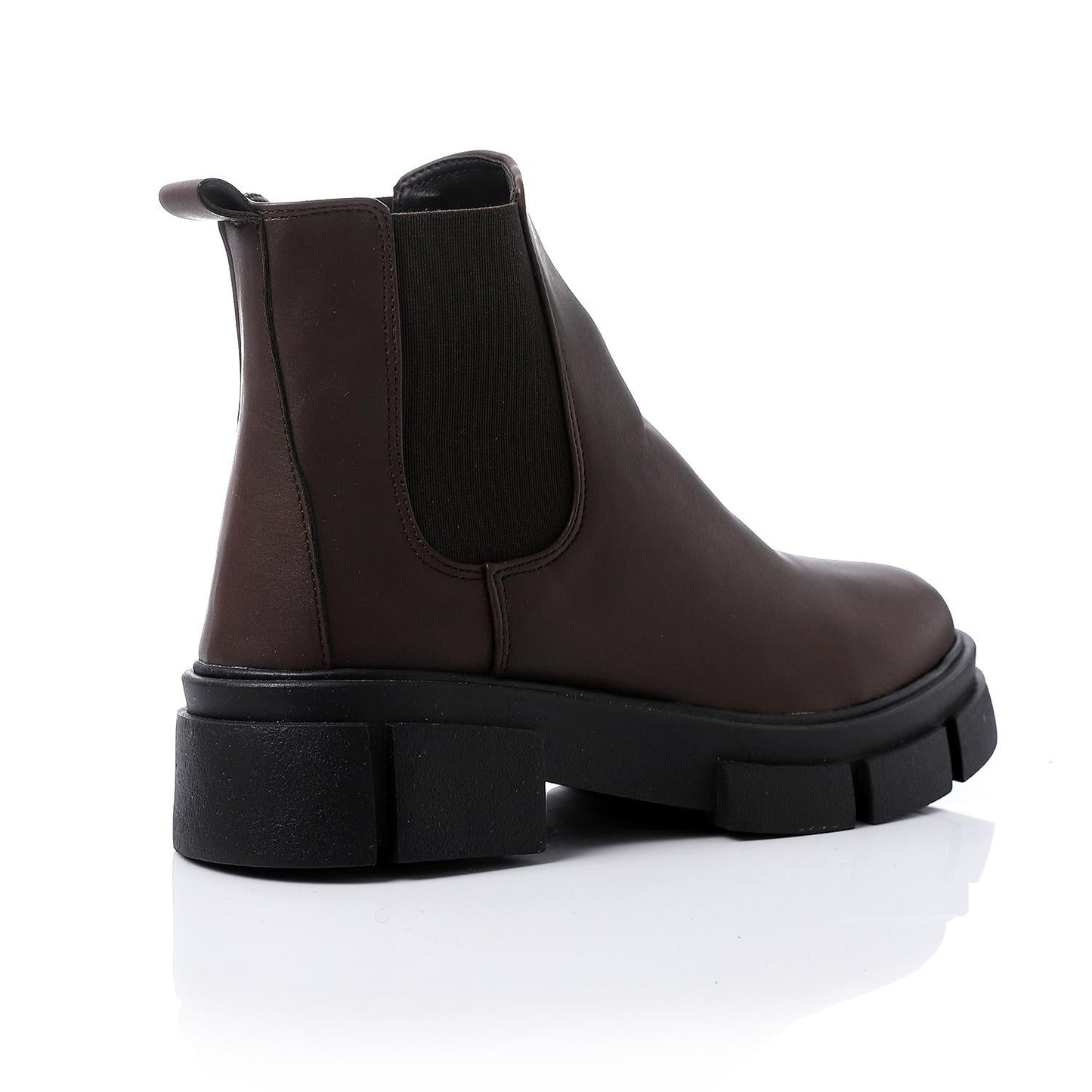 Faux Leather Ankle Boot - Dark Brown