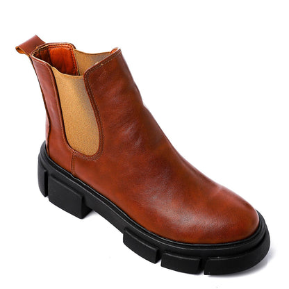 Faux Leather Ankle Boot - Tan