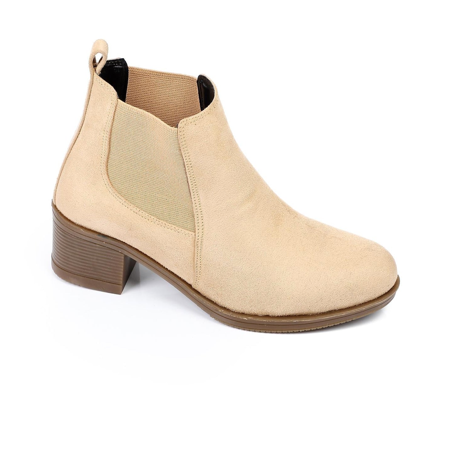 Leather Ankle Boot -  Beige