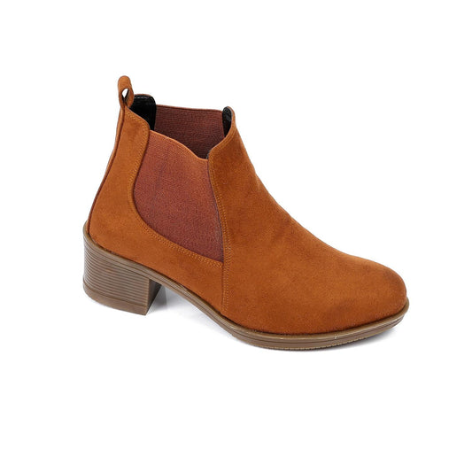 Leather Ankle Boot -  Tan