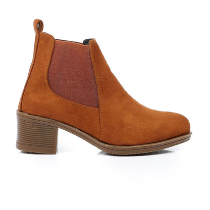 Leather Ankle Boot -  Tan