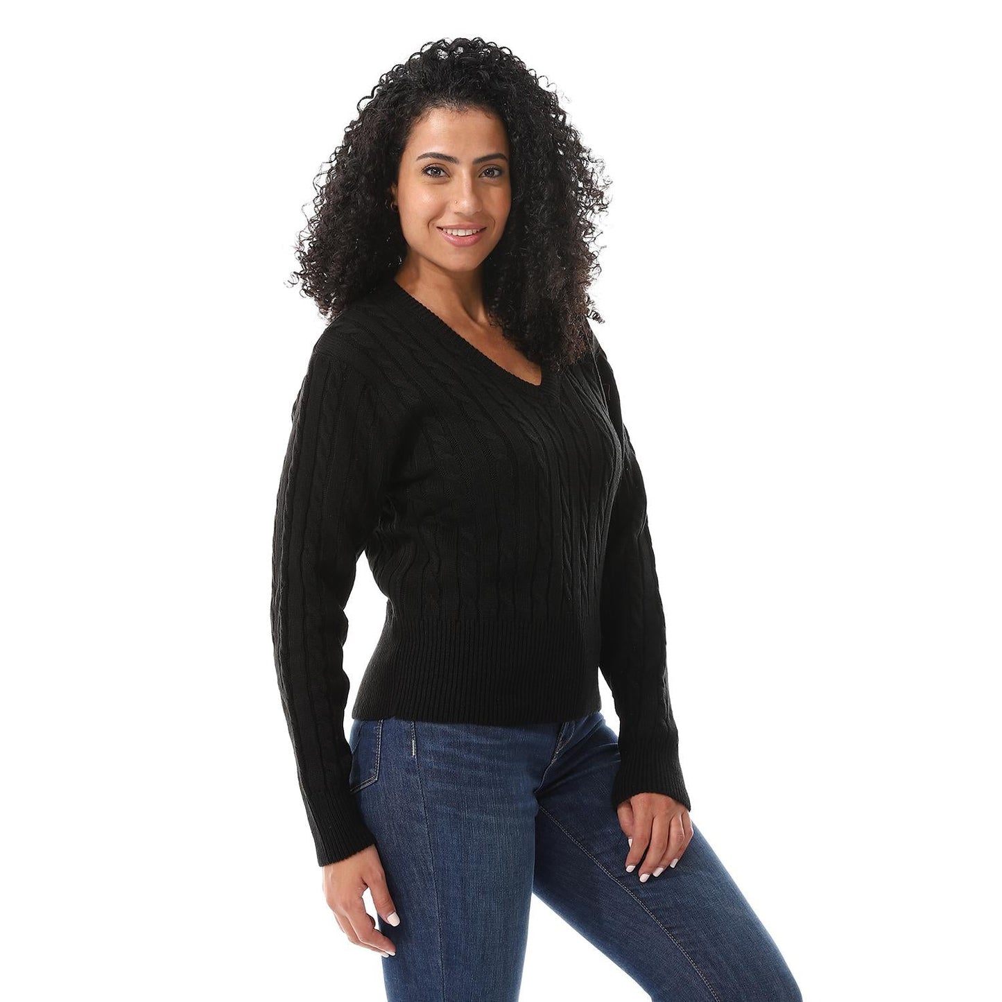 Wool Oversized Pullover Top - Black