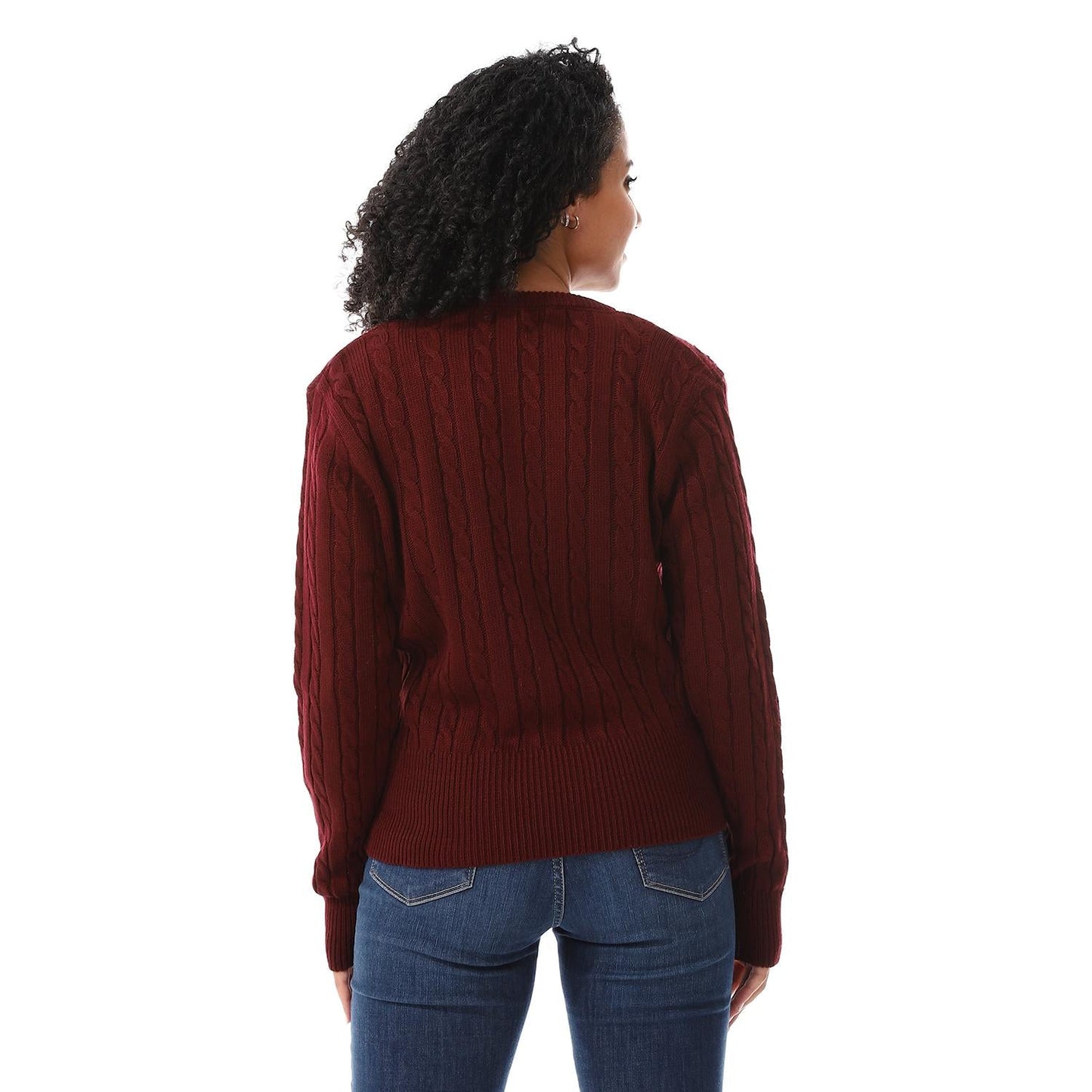 Wool Oversized Sweater Pullover Top - Burgundy