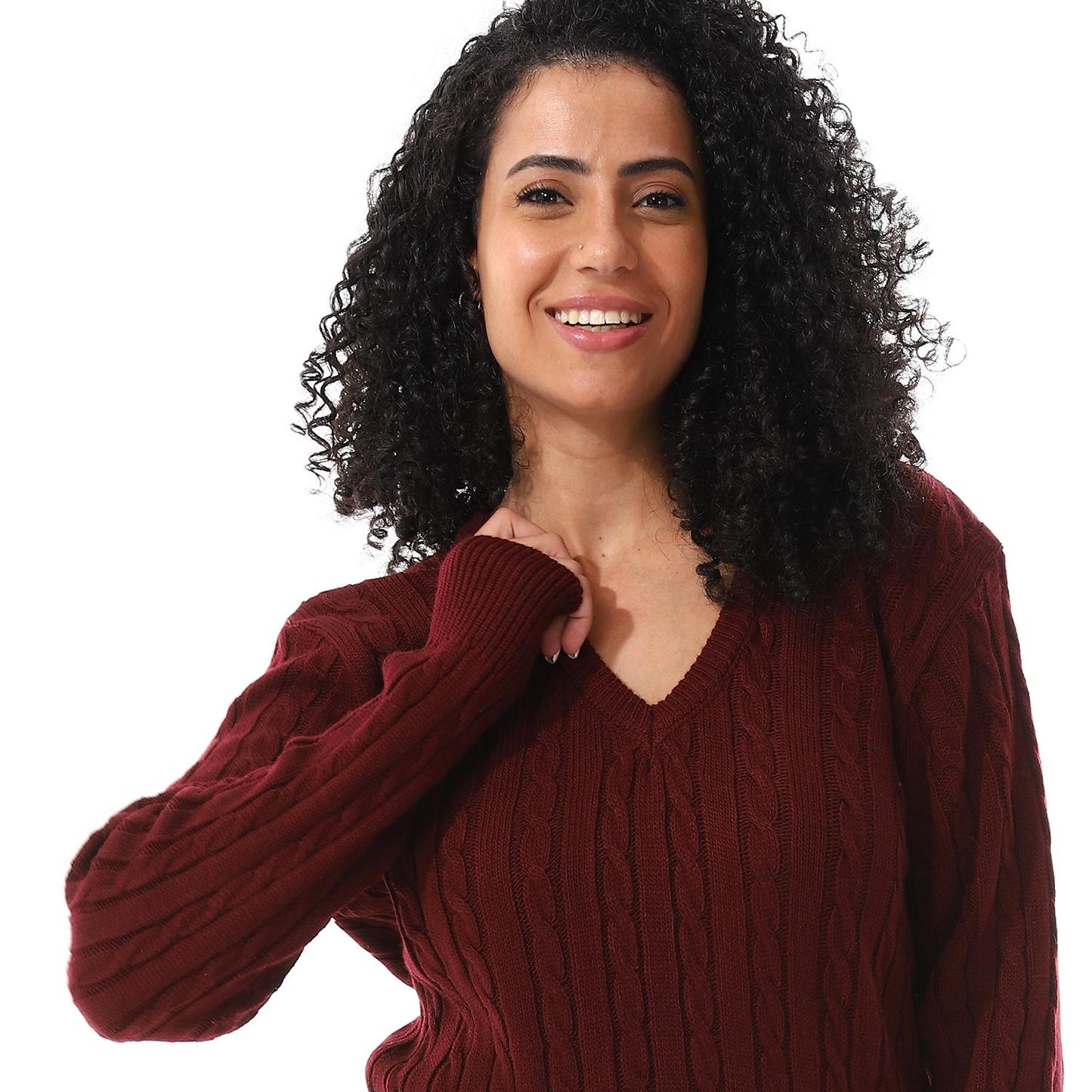 Wool Oversized Sweater Pullover Top - Burgundy