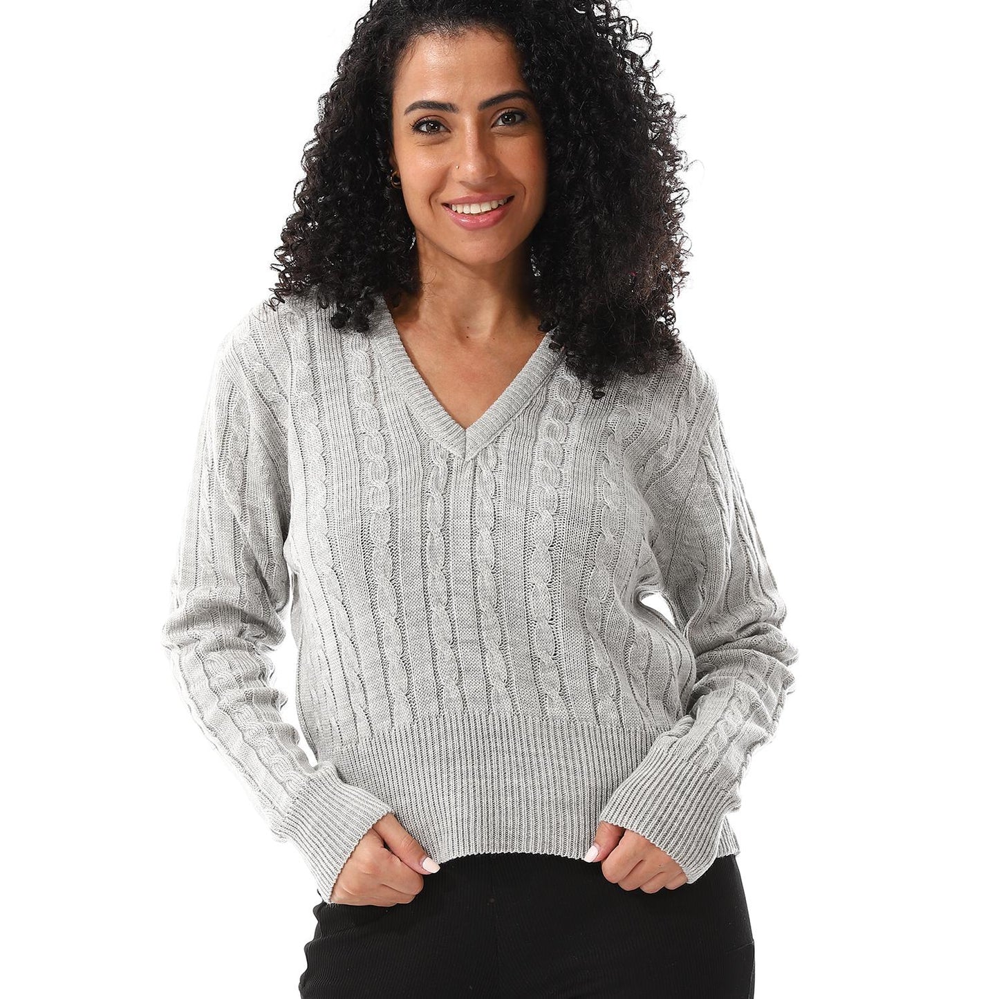 Wool Oversized Sweater Pullover Top - Grey