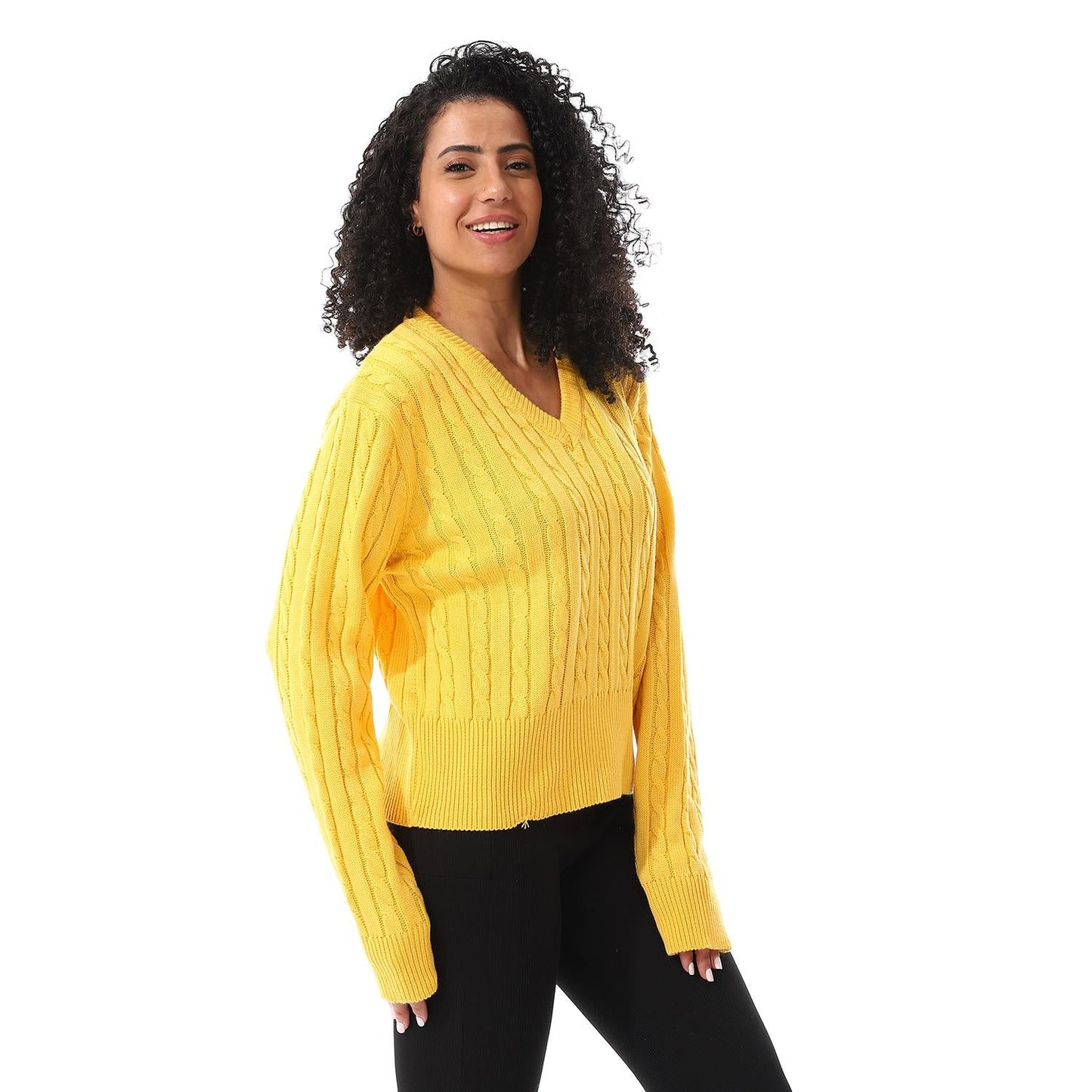 Wool Oversized Sweater Pullover Top - Yellow