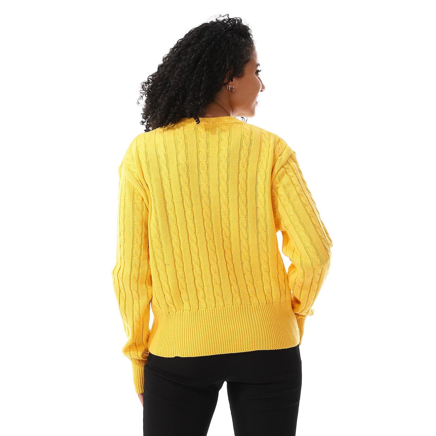 Wool Oversized Sweater Pullover Top - Yellow