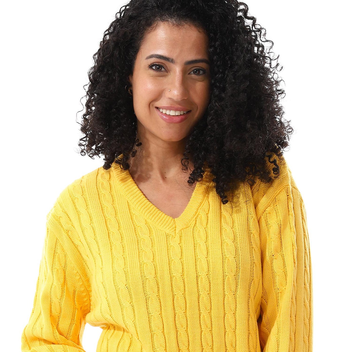 Wool Oversized Sweater Pullover Top - Yellow