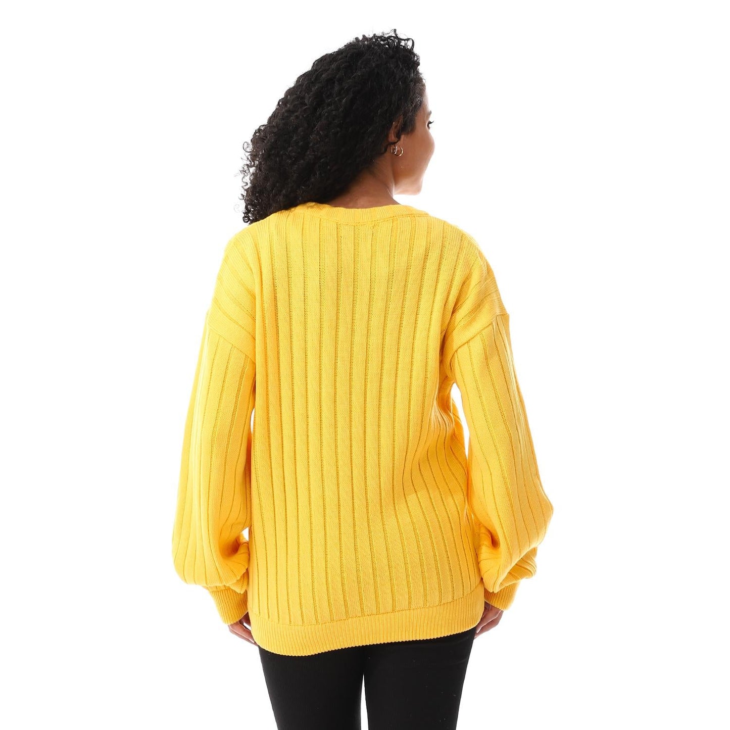 Wool Oversized Sweater Pullover Top - Yellow