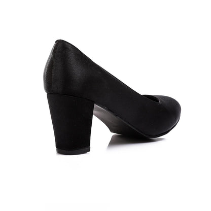 Satin Solid Pumps - Black