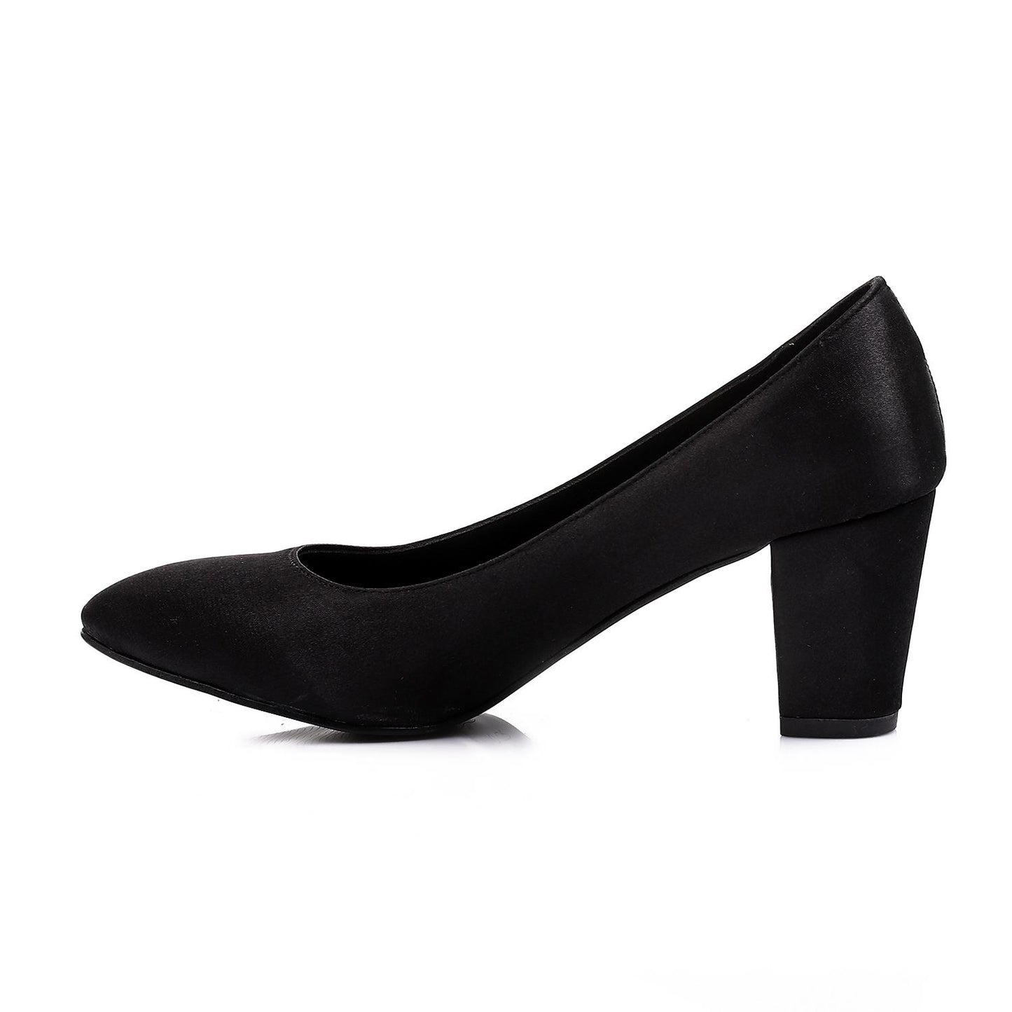 Satin Solid Pumps - Black