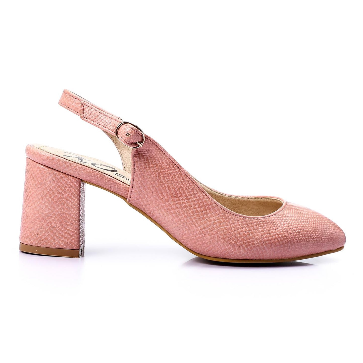 Textured Leather Sling Back Shoes - Rose
