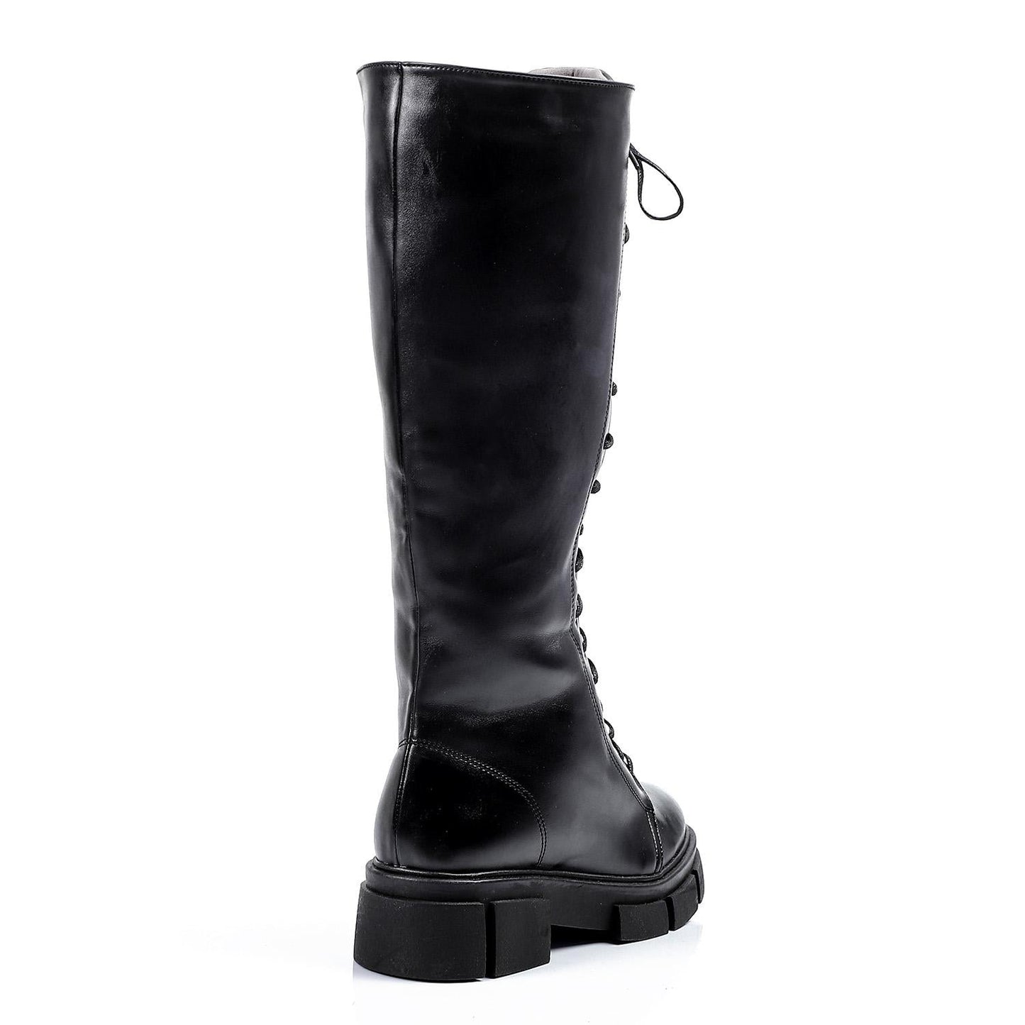 Faux Leather knee-High Boot - Black