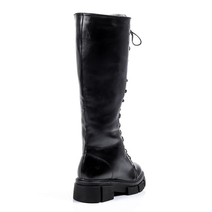 Faux Leather knee-High Boot - Black
