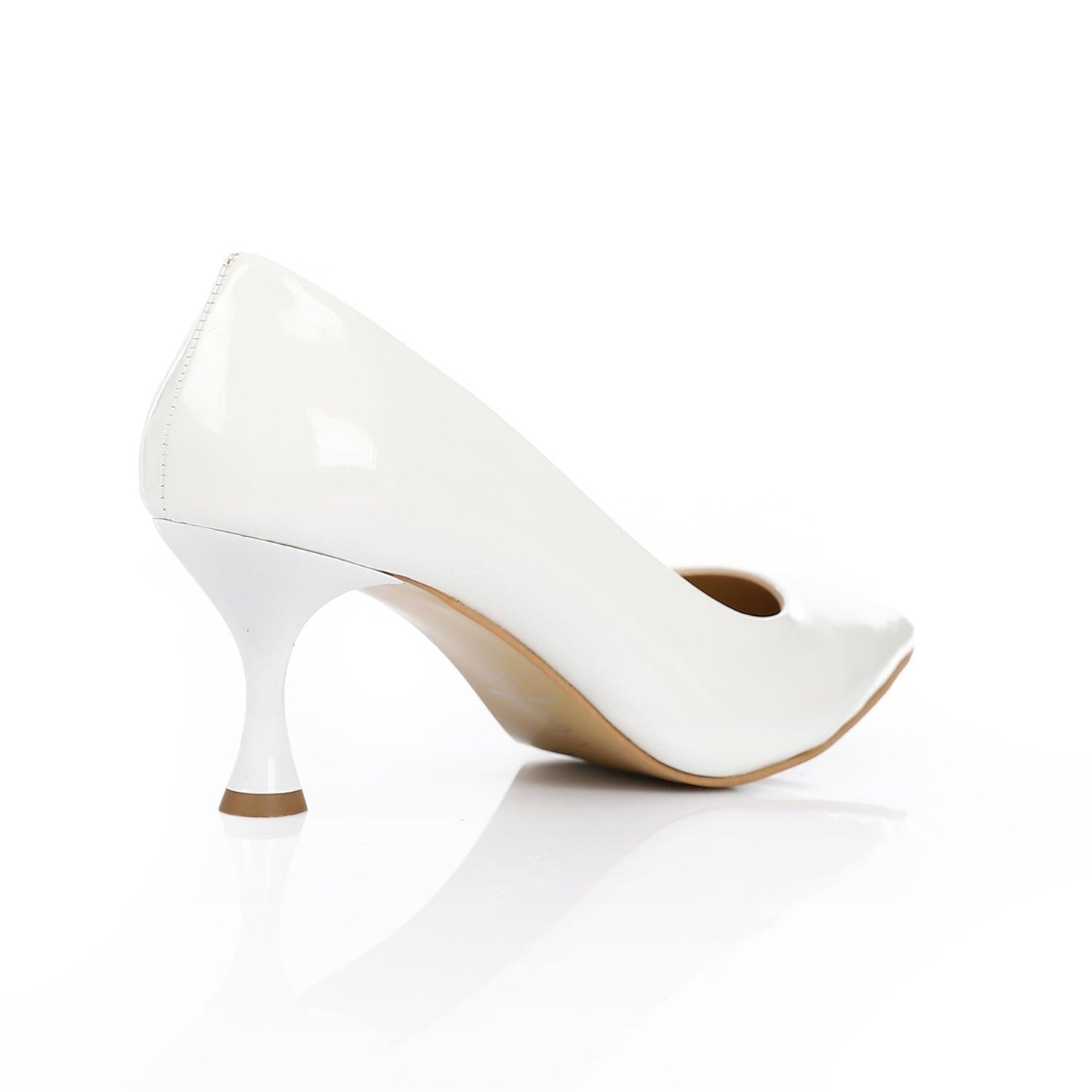 Patent Leather Kitten Heel Pointed Shoes - White