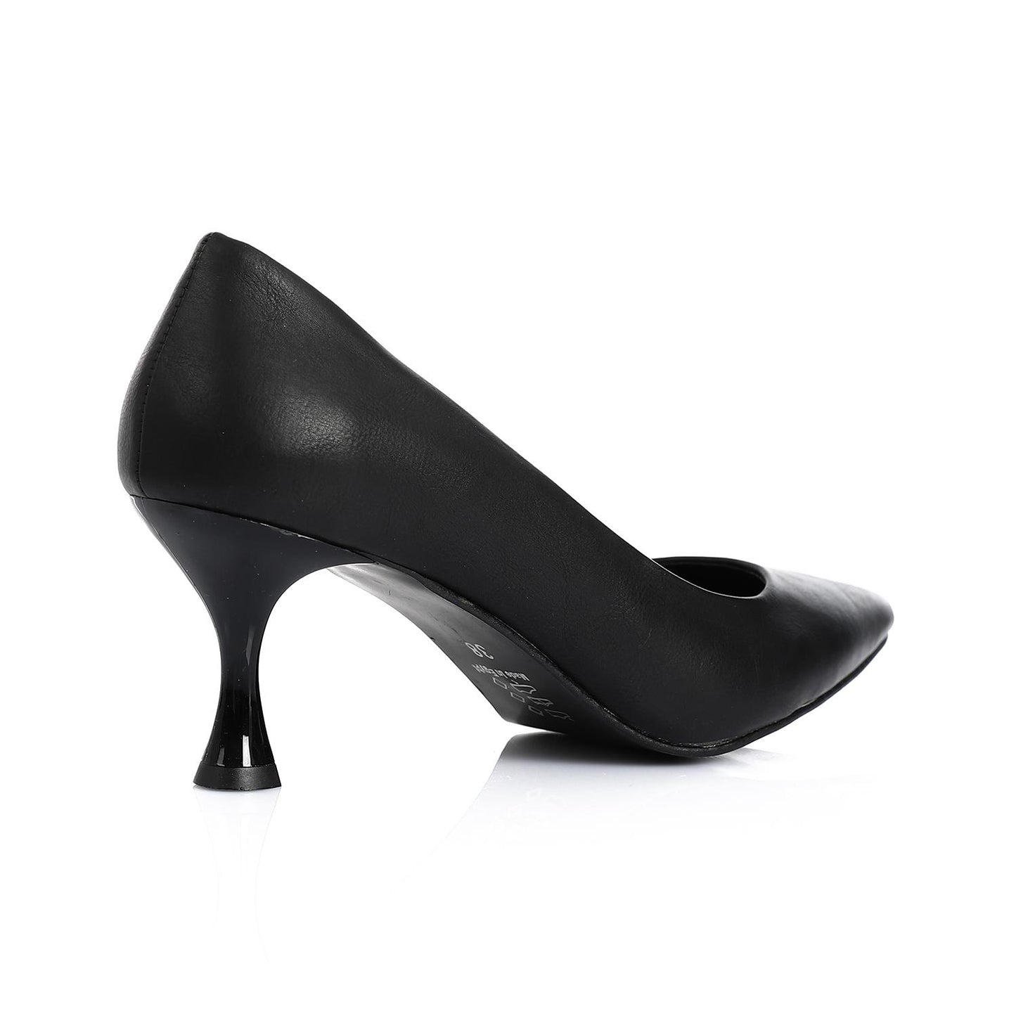 Leather Pointed-Toe Kitten Heel Pump - Black