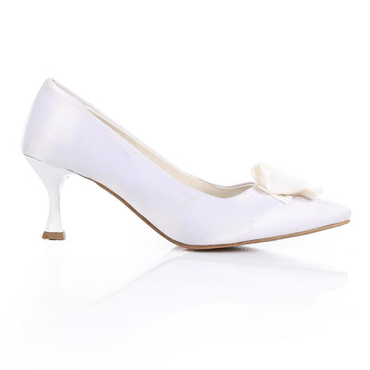 Satin Floral Pointed Toe Pumps - Off White