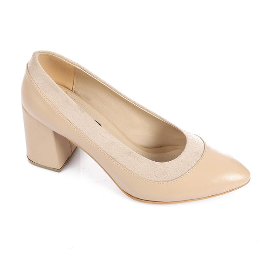Faux Leather Pumps High Heels Shoes - Nude