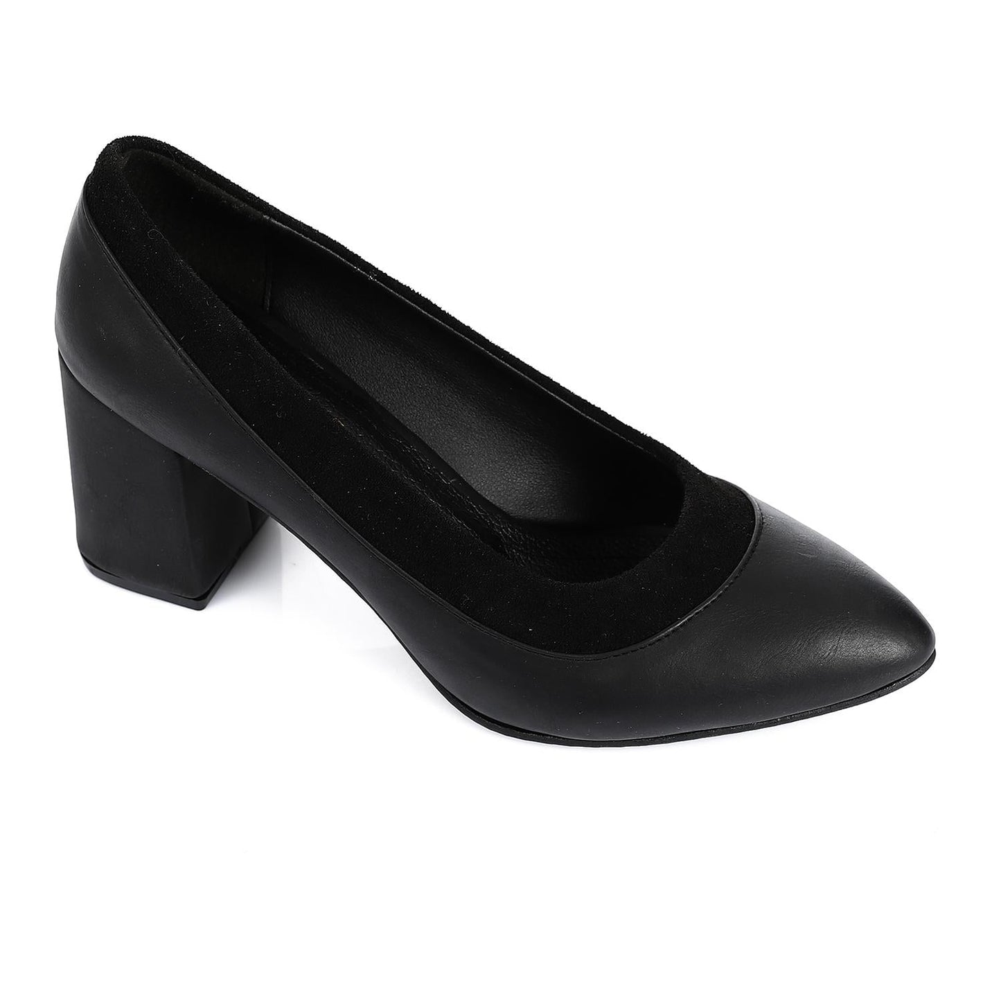 Faux Leather Pumps Wedding High Heels Shoes - Black
