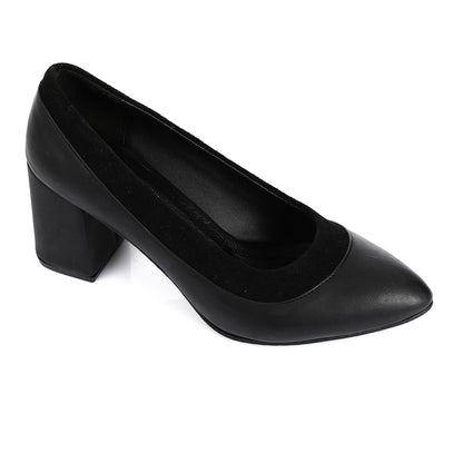 Faux Leather Pumps Wedding High Heels Shoes - Black