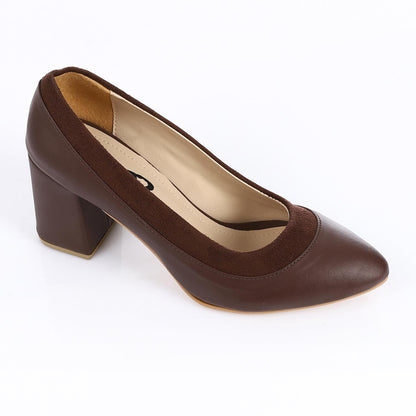 Faux Leather Pumps High Heels Shoes - Brown