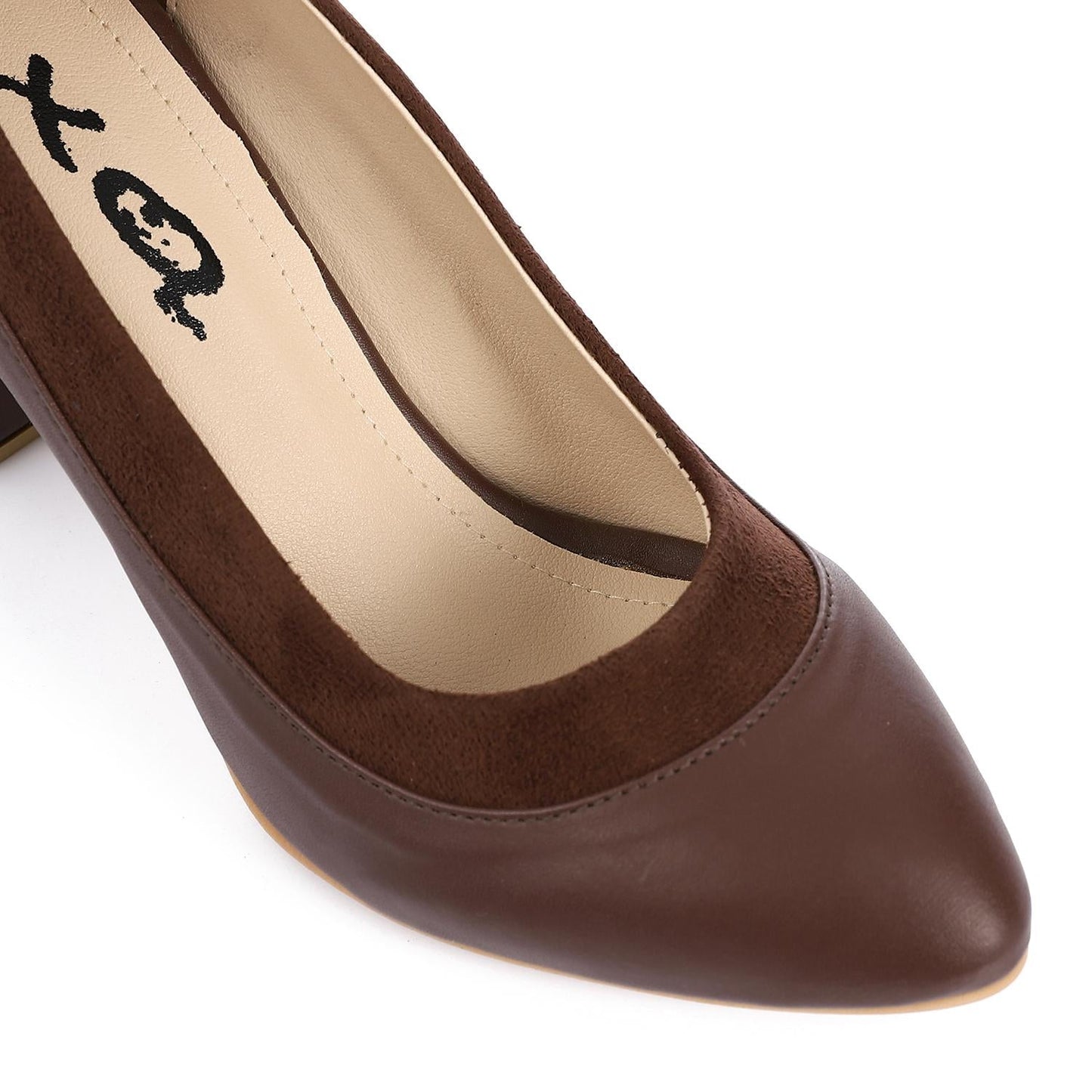 Faux Leather Pumps High Heels Shoes - Brown