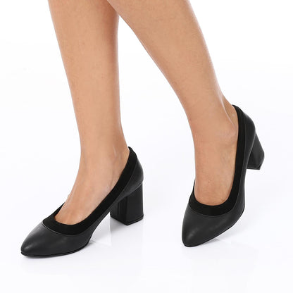 Faux Leather Pumps Wedding High Heels Shoes - Black