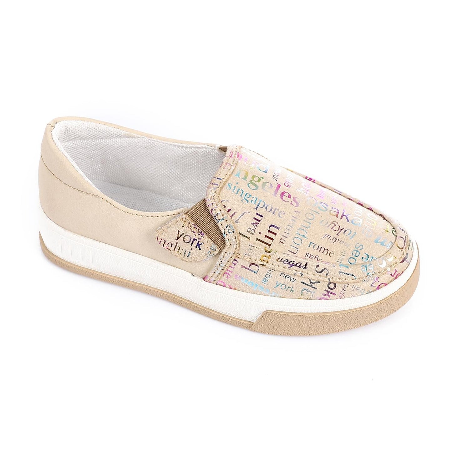 Leather Printed Slip-On Sneakers – Beige