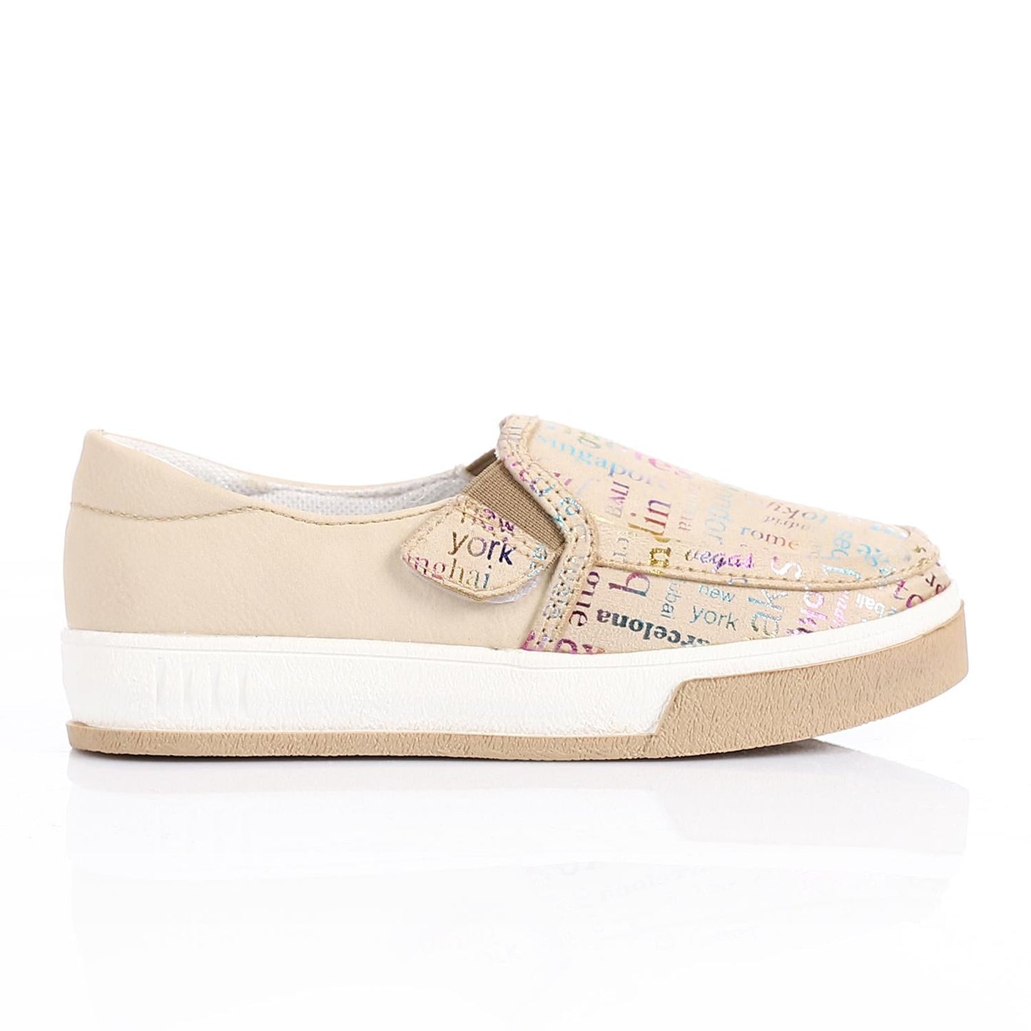 Leather Printed Slip-On Sneakers – Beige