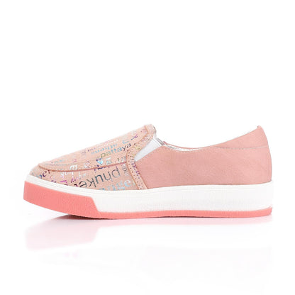 Leather Printed Slip-On Sneakers – Pink
