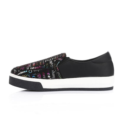 Leather Printed Slip-On Sneakers – Black
