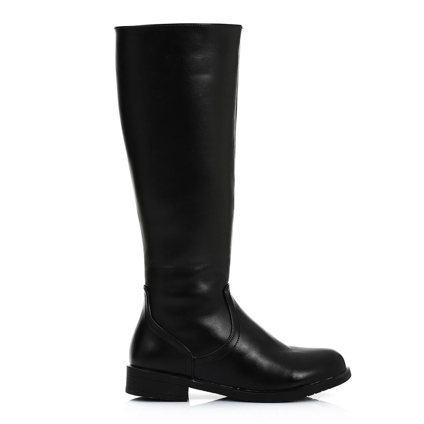 Faux Leather Smooth Knee-High Boot - Black