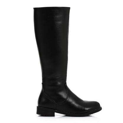 Faux Leather Smooth Knee-High Boot - Black