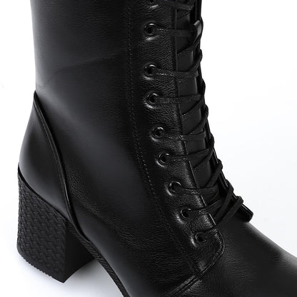 Leather High-Knee Boot - Black