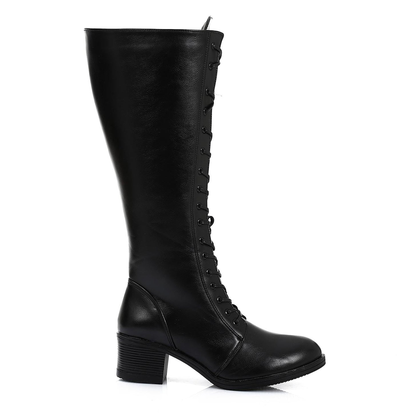 Faux Leather Boot With Zip - Black