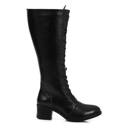 Faux Leather Boot With Zip - Black