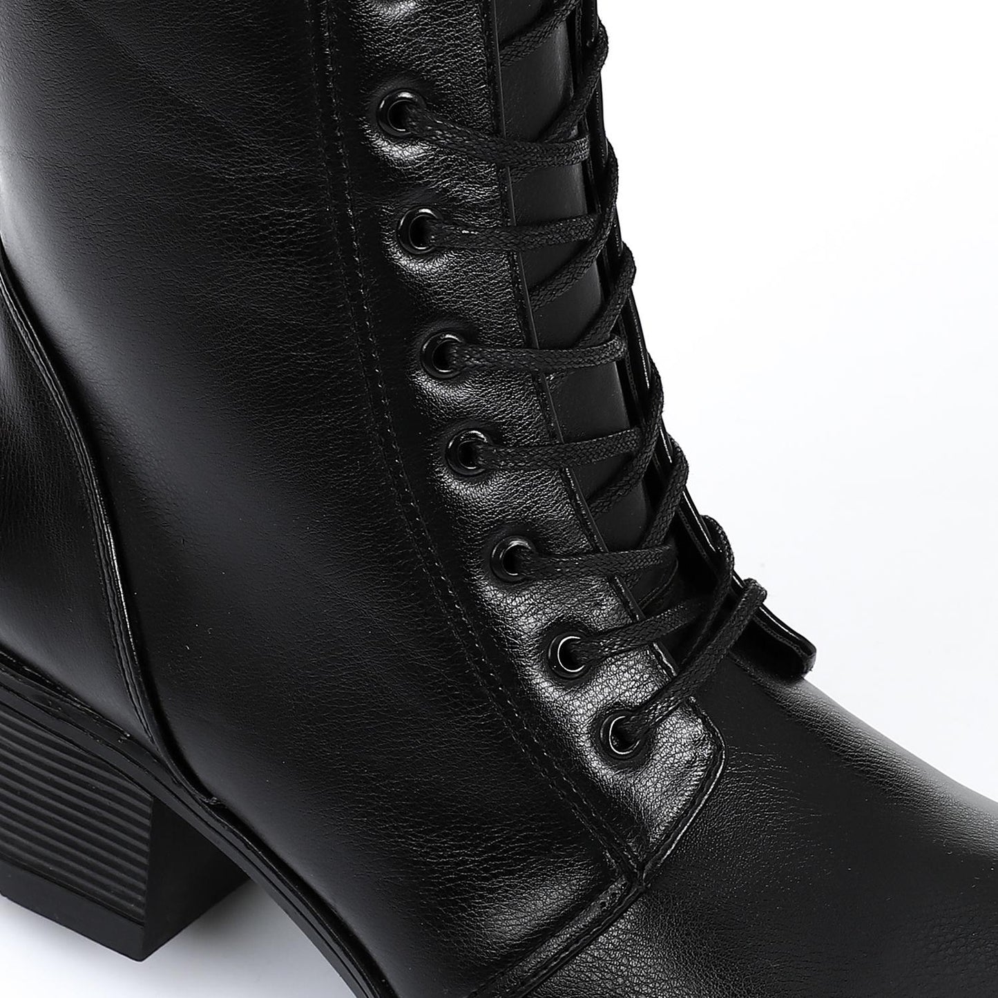 Faux Leather Boot With Zip - Black