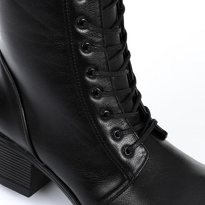 Faux Leather Boot With Zip - Black