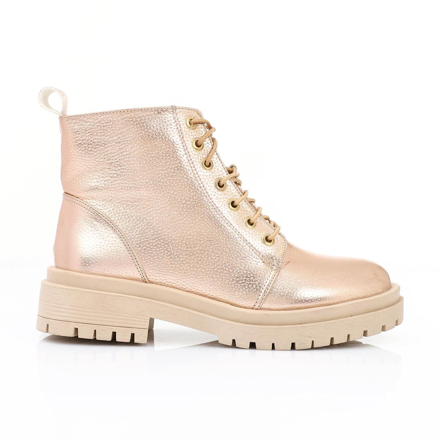 Leather Ankle Boot - Gold