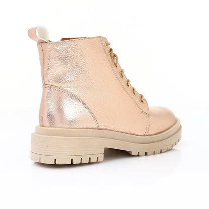 Leather Ankle Boot - Gold