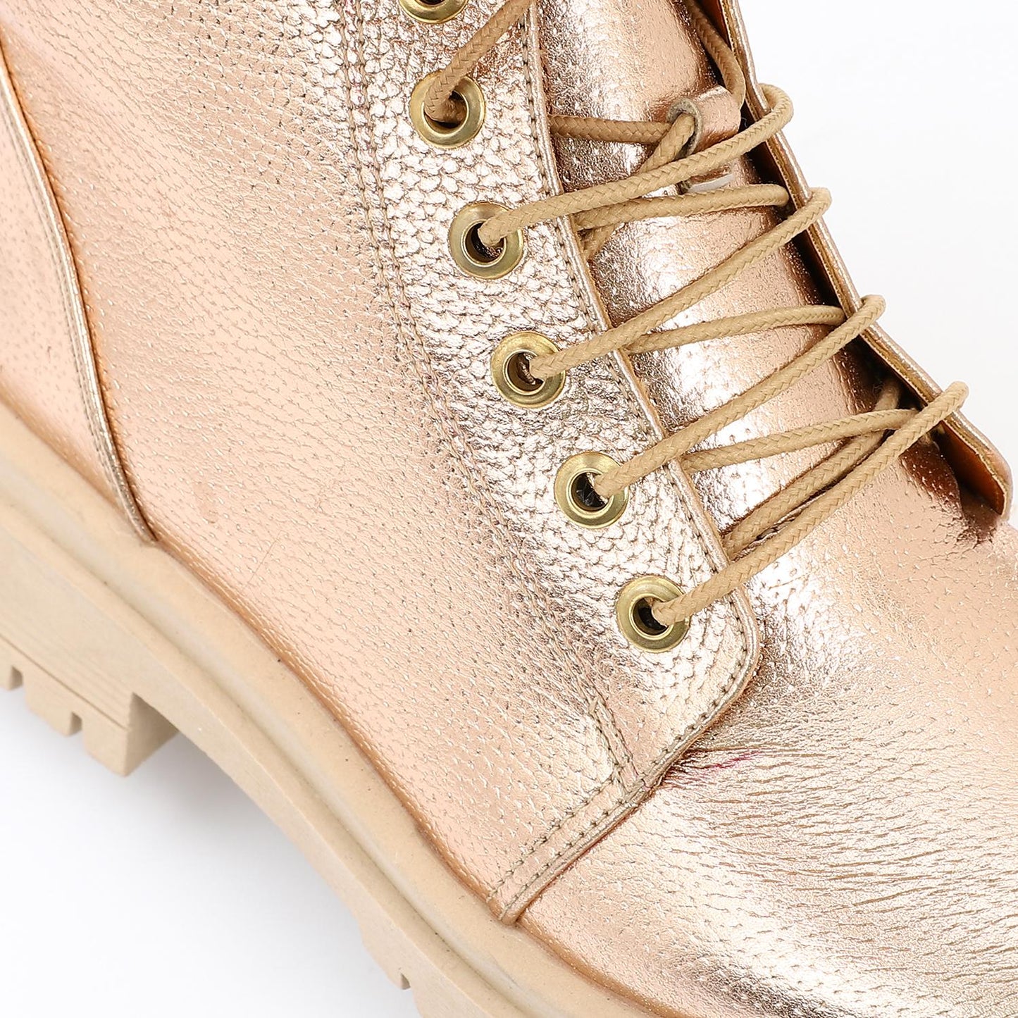 Leather Ankle Boot - Gold