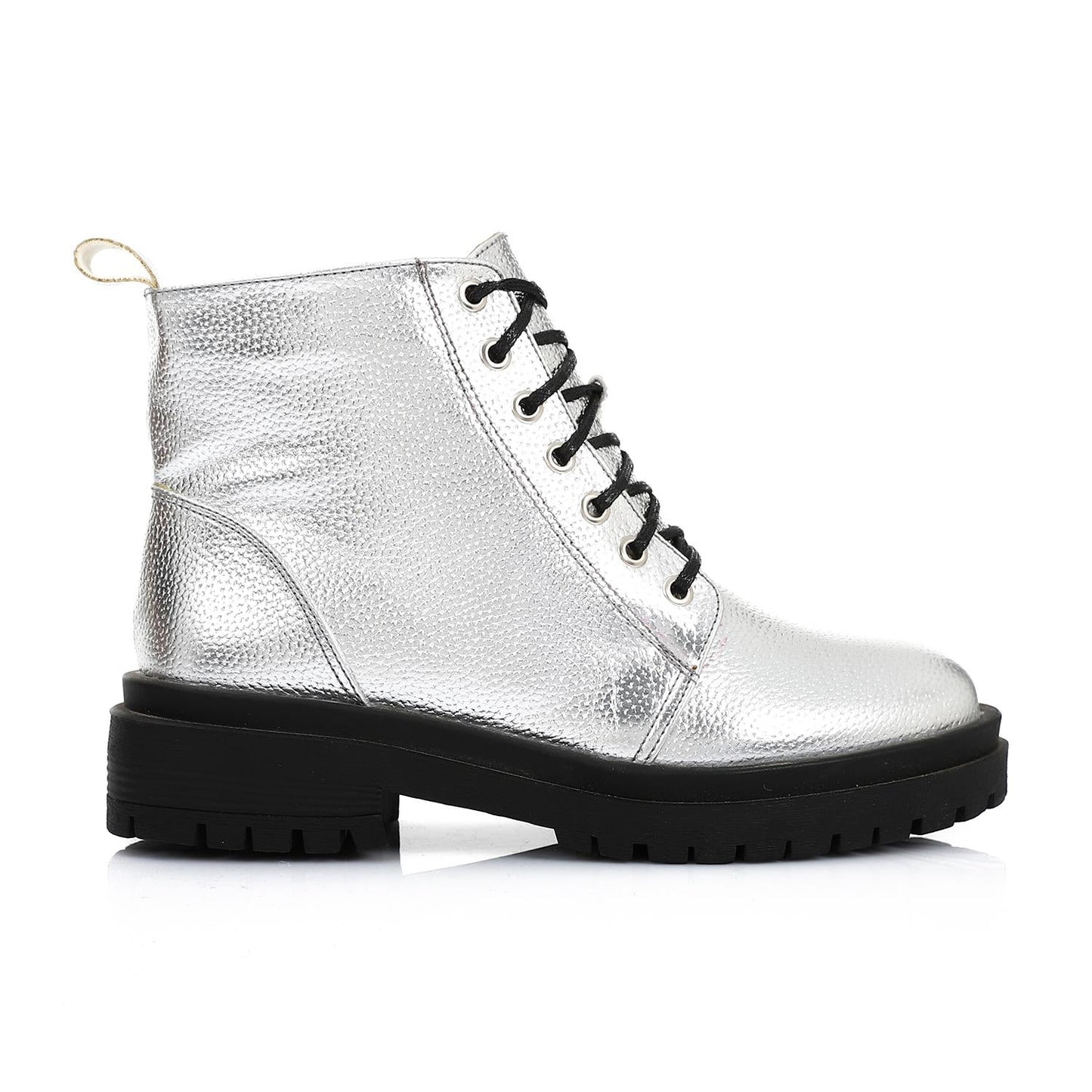 Leather Ankle Boot - Silver