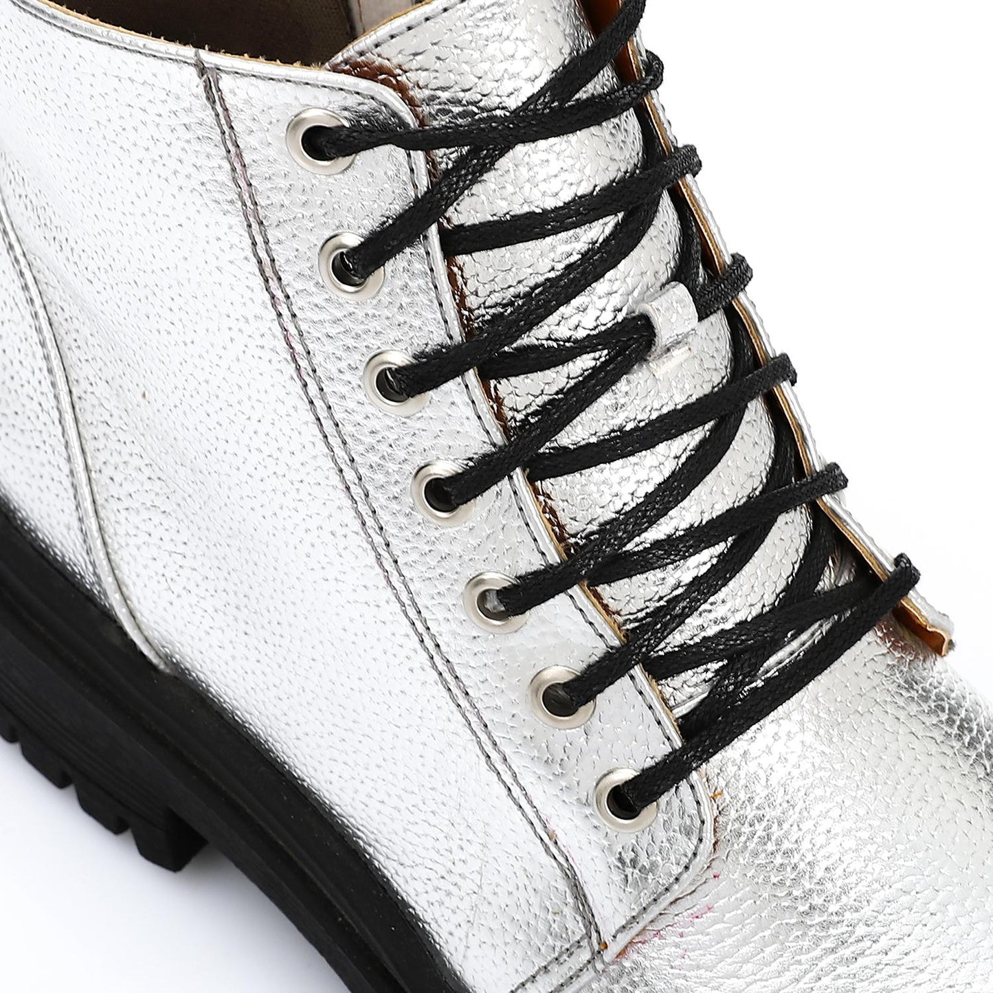 Leather Ankle Boot - Silver