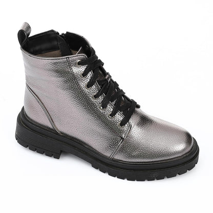 Leather Ankle Boot - Smokey Silver