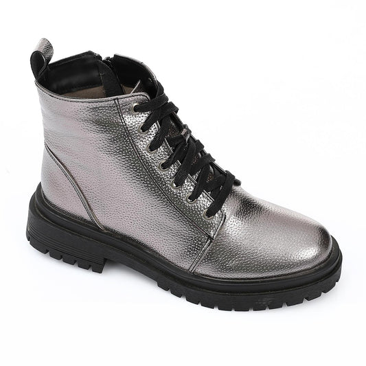 Leather Ankle Boot - Smokey Silver