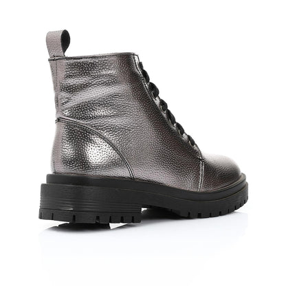 Leather Ankle Boot - Smokey Silver