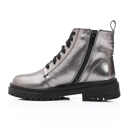 Leather Ankle Boot - Smokey Silver