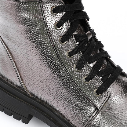 Leather Ankle Boot - Smokey Silver